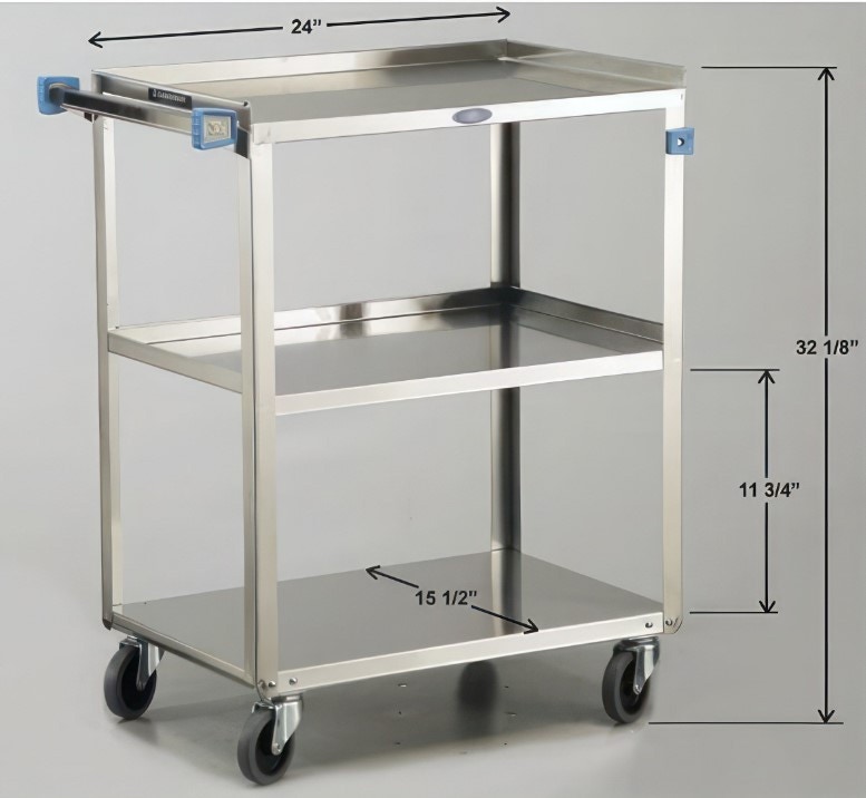 Lakeside Stainless Steel Utility Cart - full view